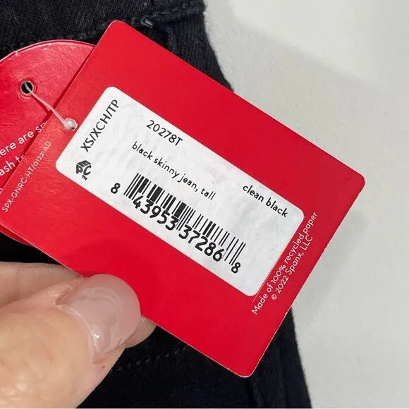 NWT SPANX 20278T Black Ankle Skinny Jeans Size XS Tall