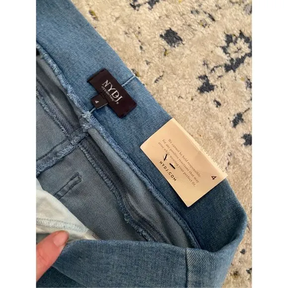 NYDJ NWT Pull-On Straight Belle Isle Blue Jeans Stretch Pants, Size 4, MSRP $119