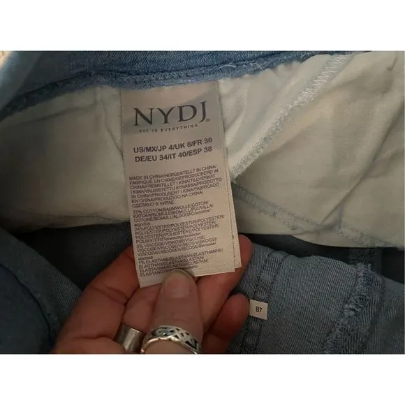 NYDJ NWT Pull-On Straight Belle Isle Blue Jeans Stretch Pants, Size 4, MSRP $119