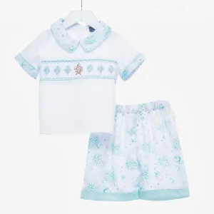 Ocean Baby Two Piece Boys Smocked Set - Sealife Themed (3M-5Yrs)