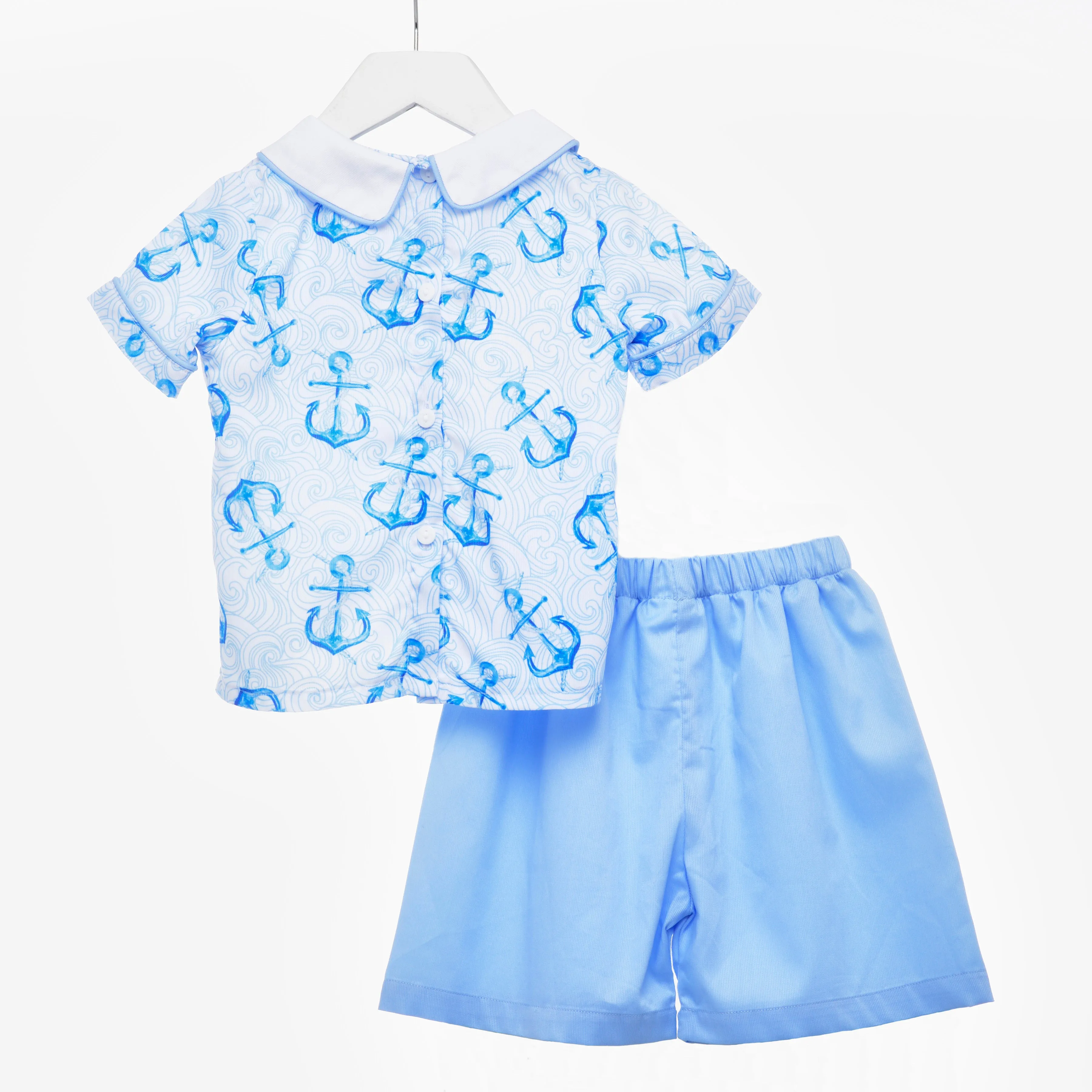 Ocean Baby Two Piece Smocked Anchor Set (3M-6Yrs)