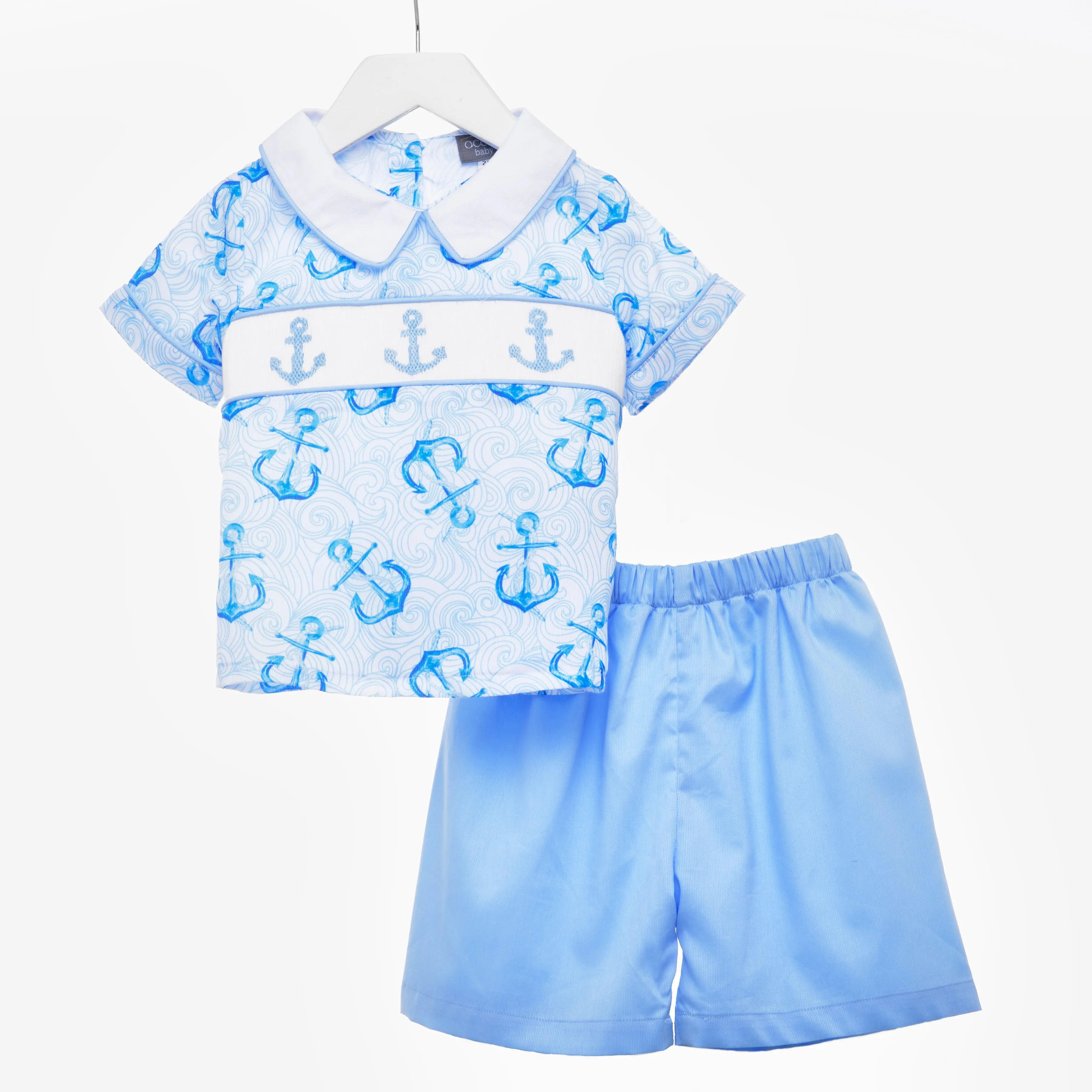 Ocean Baby Two Piece Smocked Anchor Set (3M-6Yrs)