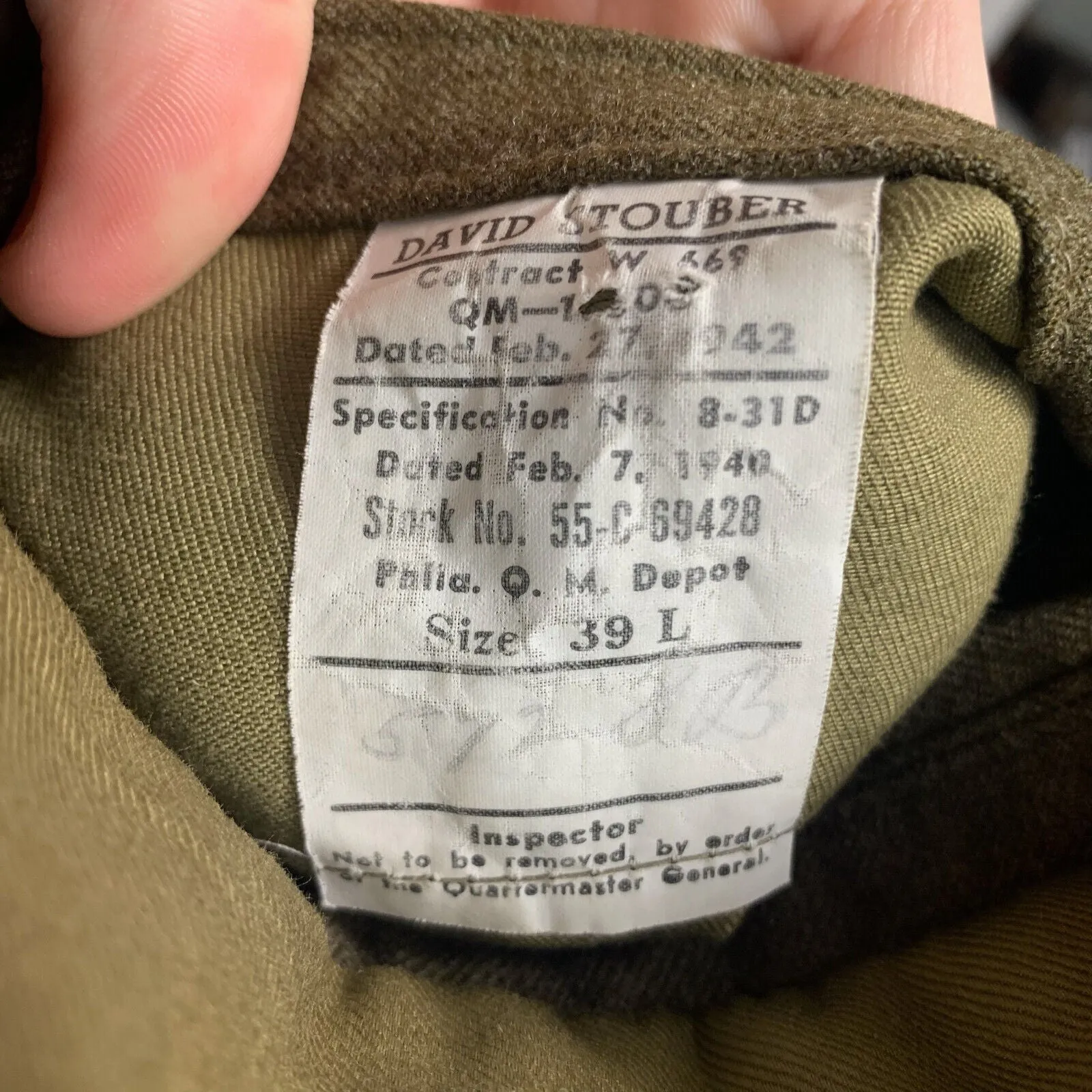Original WW2 US Army Class A Dress Jacket 1942 - Private Ryan Prop - 39" Large