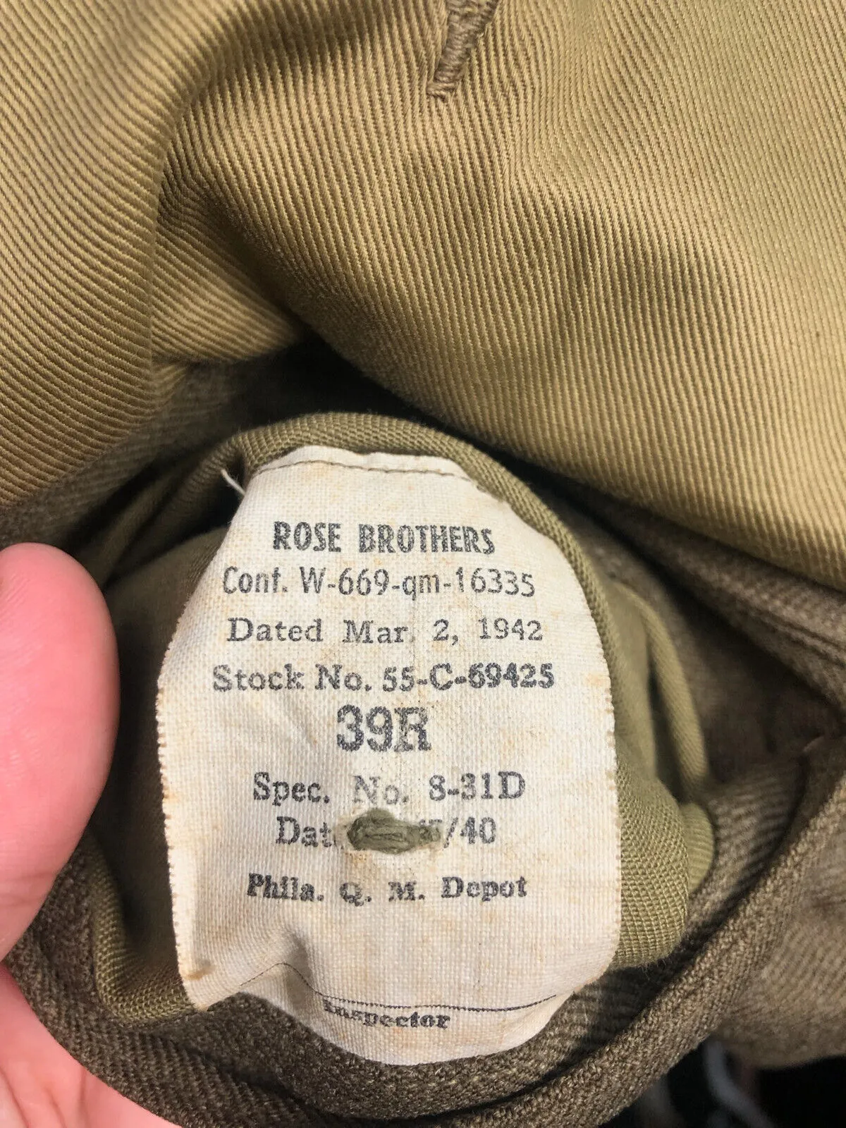 Original WW2 US Army Class A Dress Jacket 1942 - Private Ryan Prop - 39" Regular
