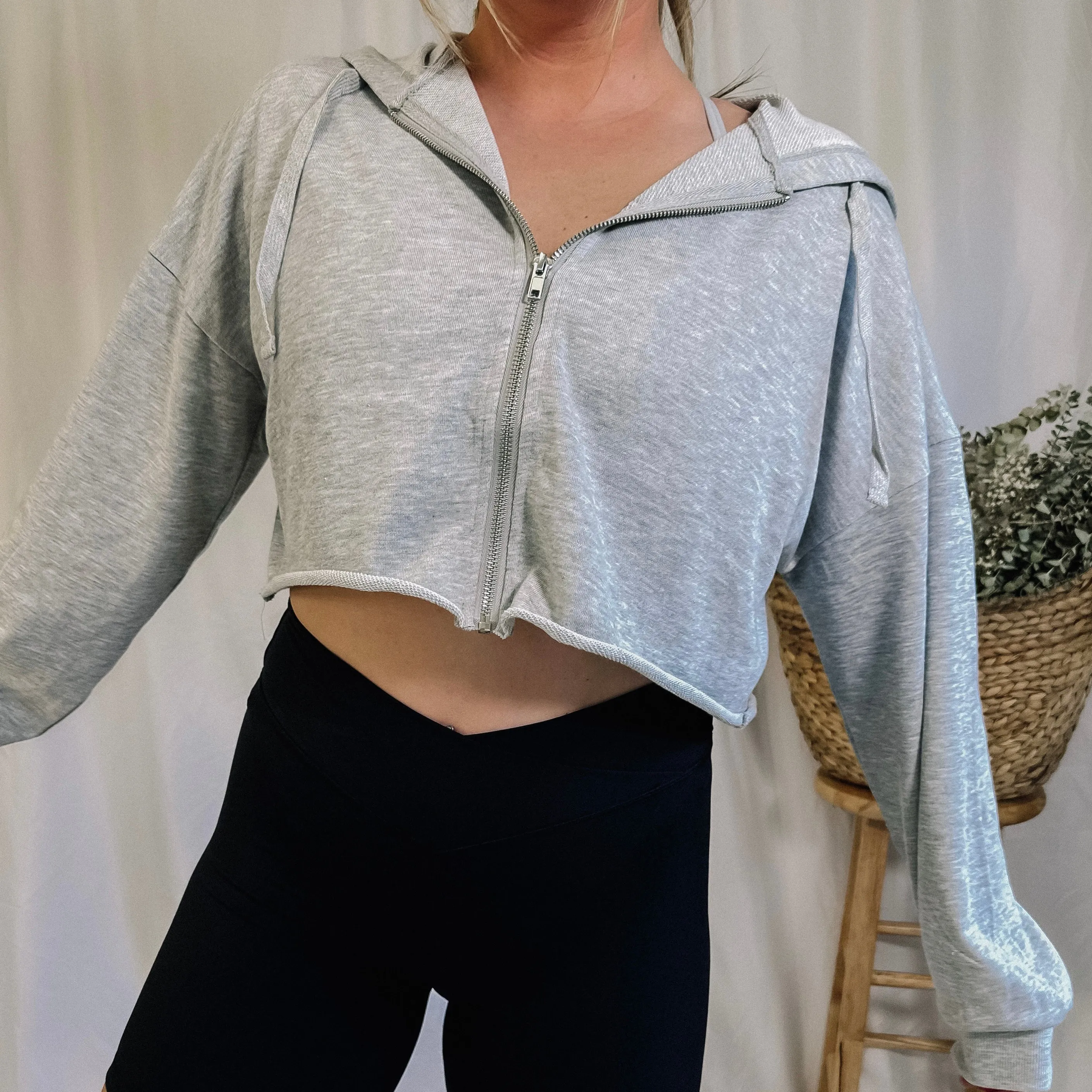 Out The Door Zip-Up Jacket  - Grey
