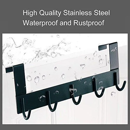 Over The Door Hook Hanger,Rongyuxuan Heavy Duty Organizer for Coat Clothes Towel Bag Robe -5 Hooks,Wall Mount Tool Holder for Home Storage Organizer,Aluminum
