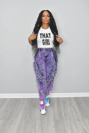 P Stoney Fringed Jeans (Purple)