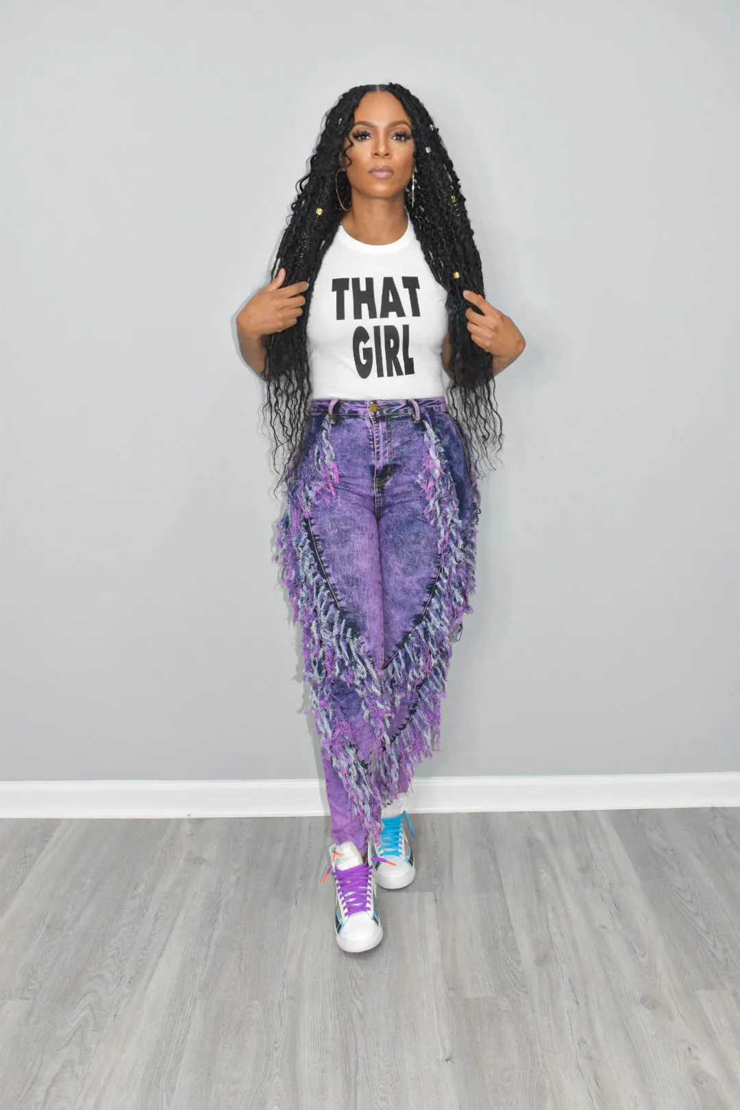 P Stoney Fringed Jeans (Purple)