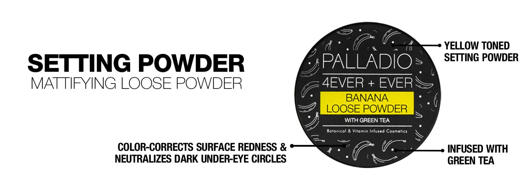 Palladio 4ever ever BANANA loose powder with green tea