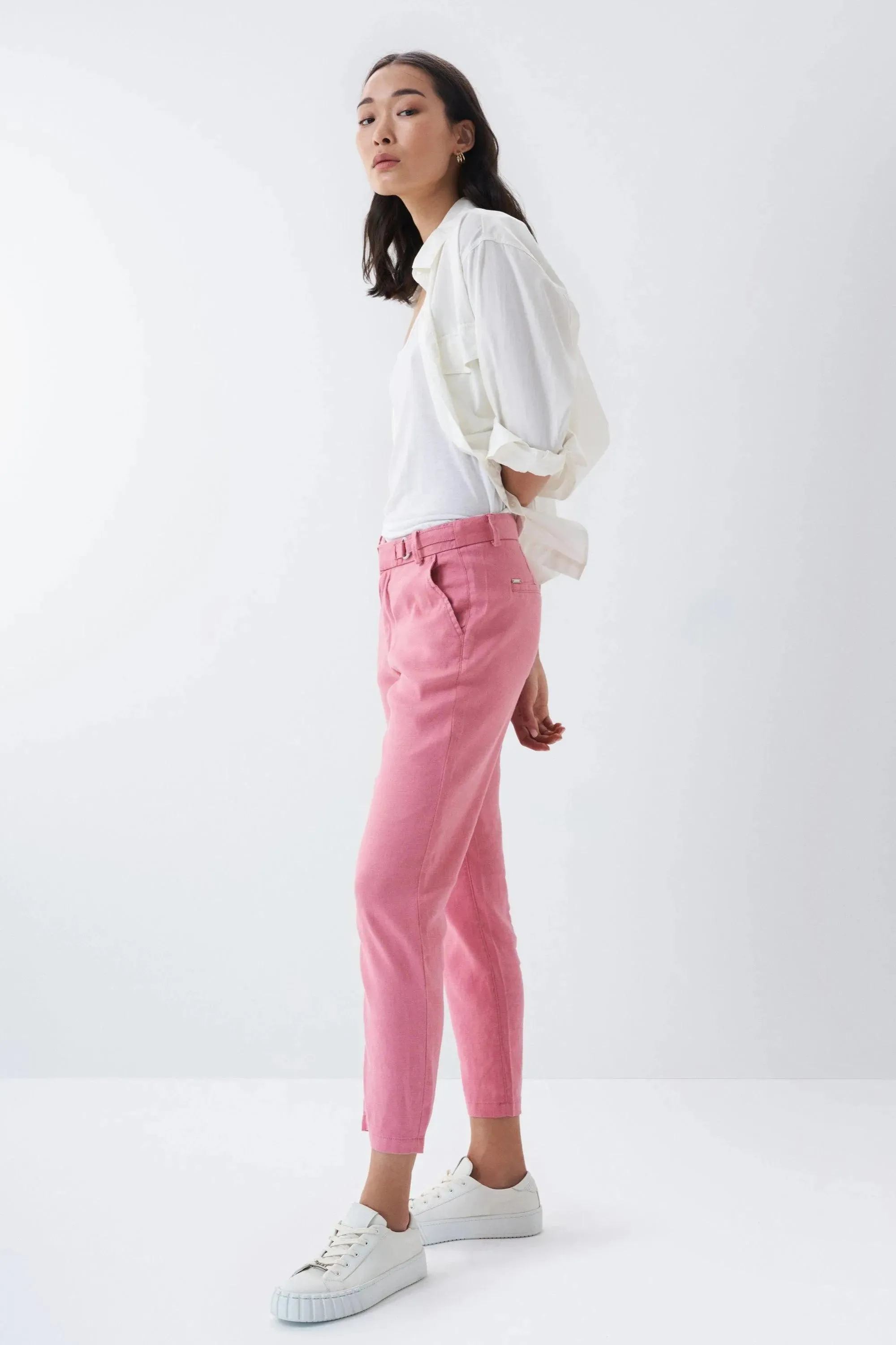 Pantalón Chino Cropped Slim de color rosa