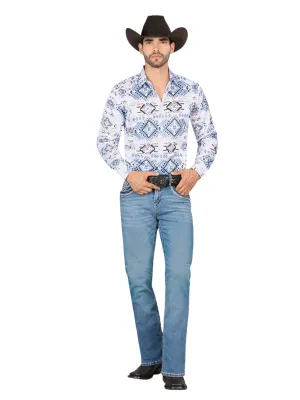 Pantalon Vaquero de Mezclilla Bordado Stretch Boot Cut para Hombre 'Montero' - ID: 4599