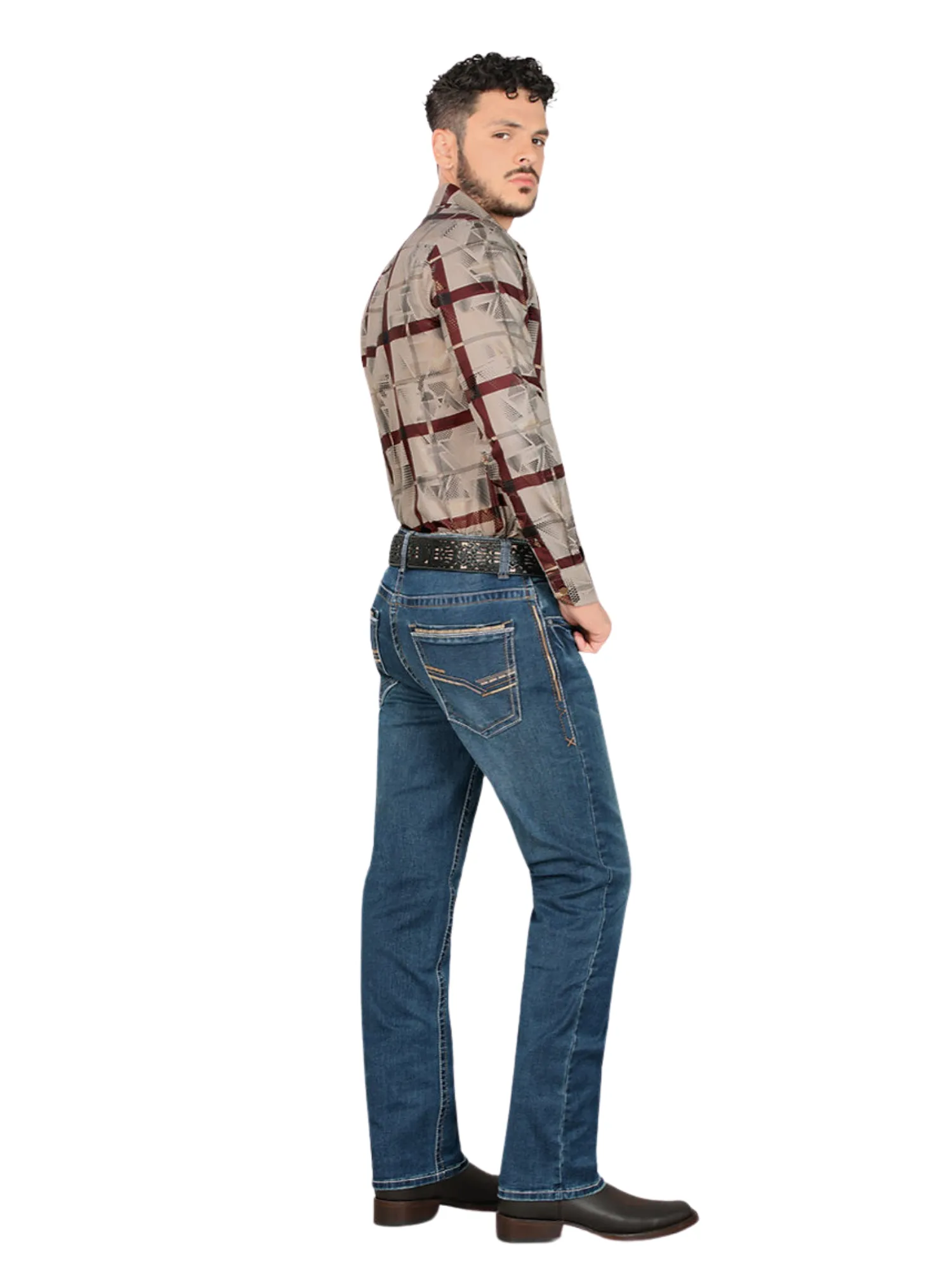 Pantalon Vaquero de Mezclilla Stretch Boot Cut para Hombre 'Montero' - ID: 4626