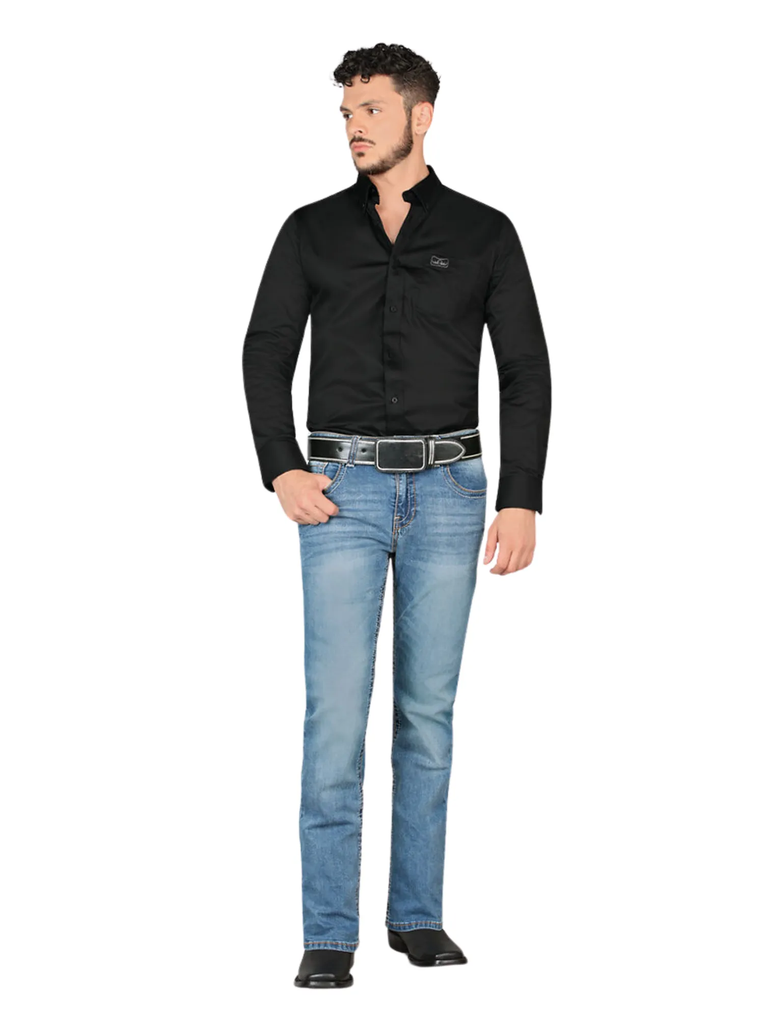 Pantalon Vaquero de Mezclilla Stretch Boot Cut para Hombre 'Montero' - ID: 4627