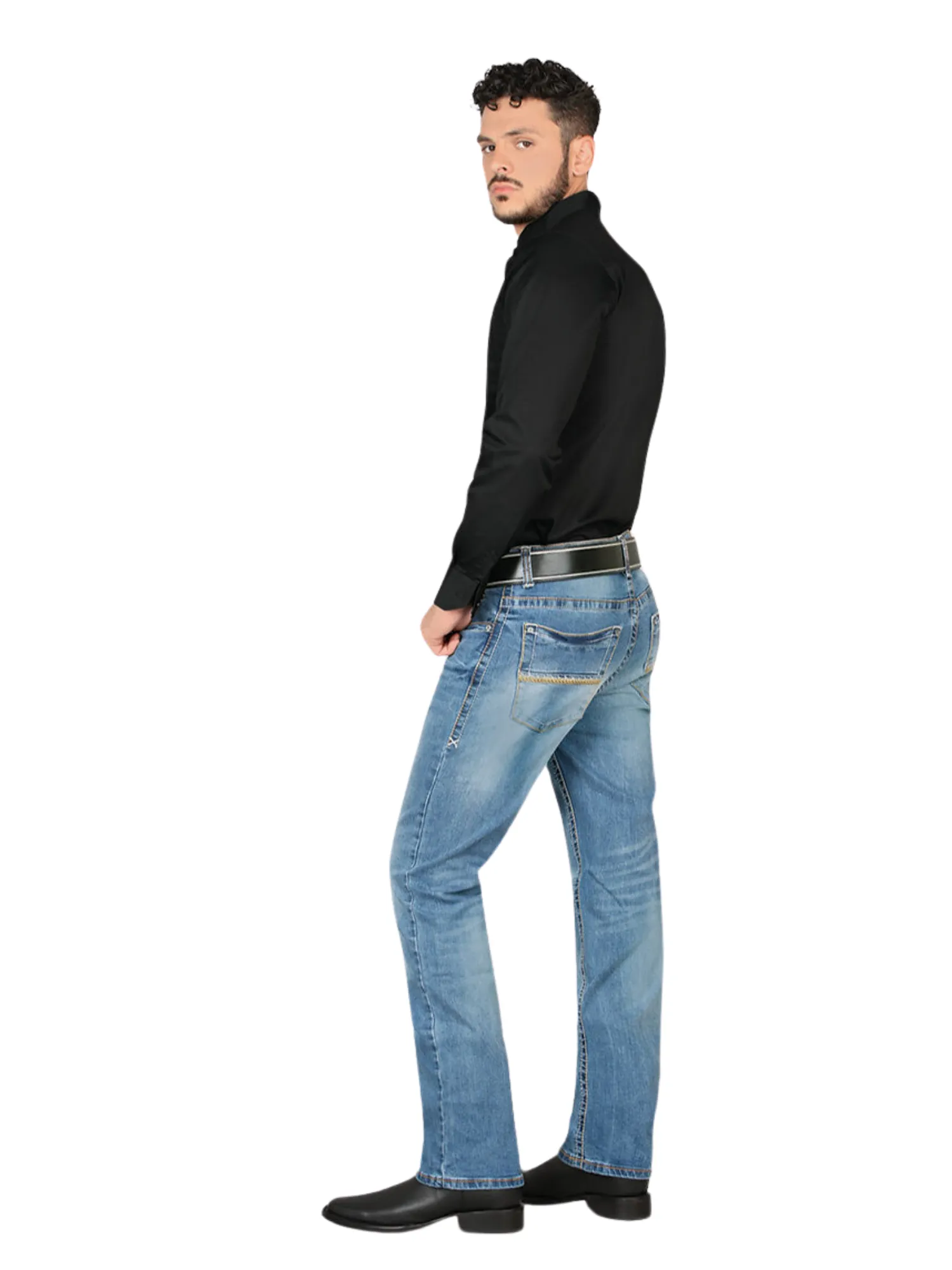 Pantalon Vaquero de Mezclilla Stretch Boot Cut para Hombre 'Montero' - ID: 4627