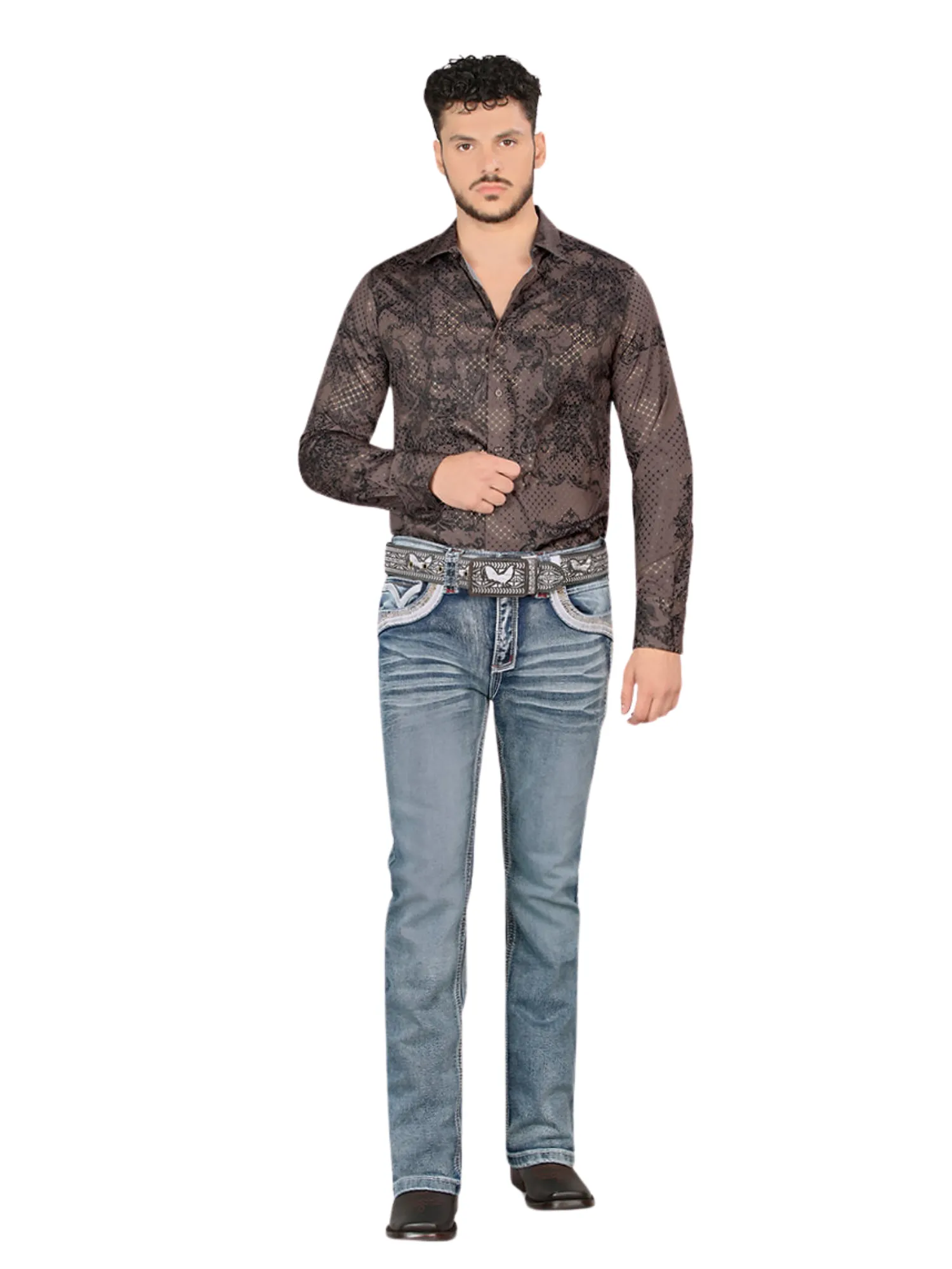 Pantalon Vaquero de Mezclilla Stretch Calidad Premium Boot Cut para Hombre 'Lamasini' - ID: 12101