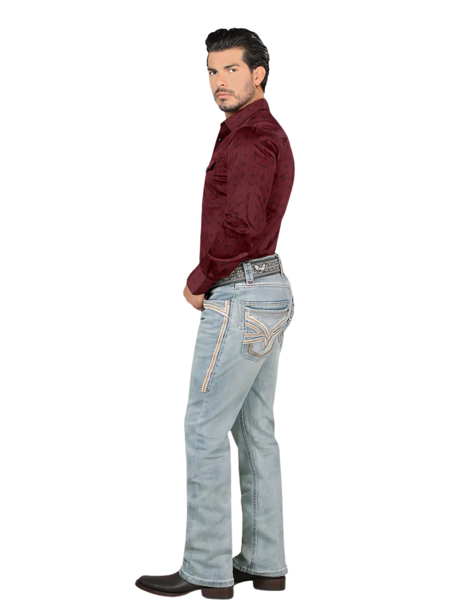 Pantalon Vaquero de Mezclilla Stretch Calidad Premium Boot Cut para Hombre 'Lamasini' - ID: 12101