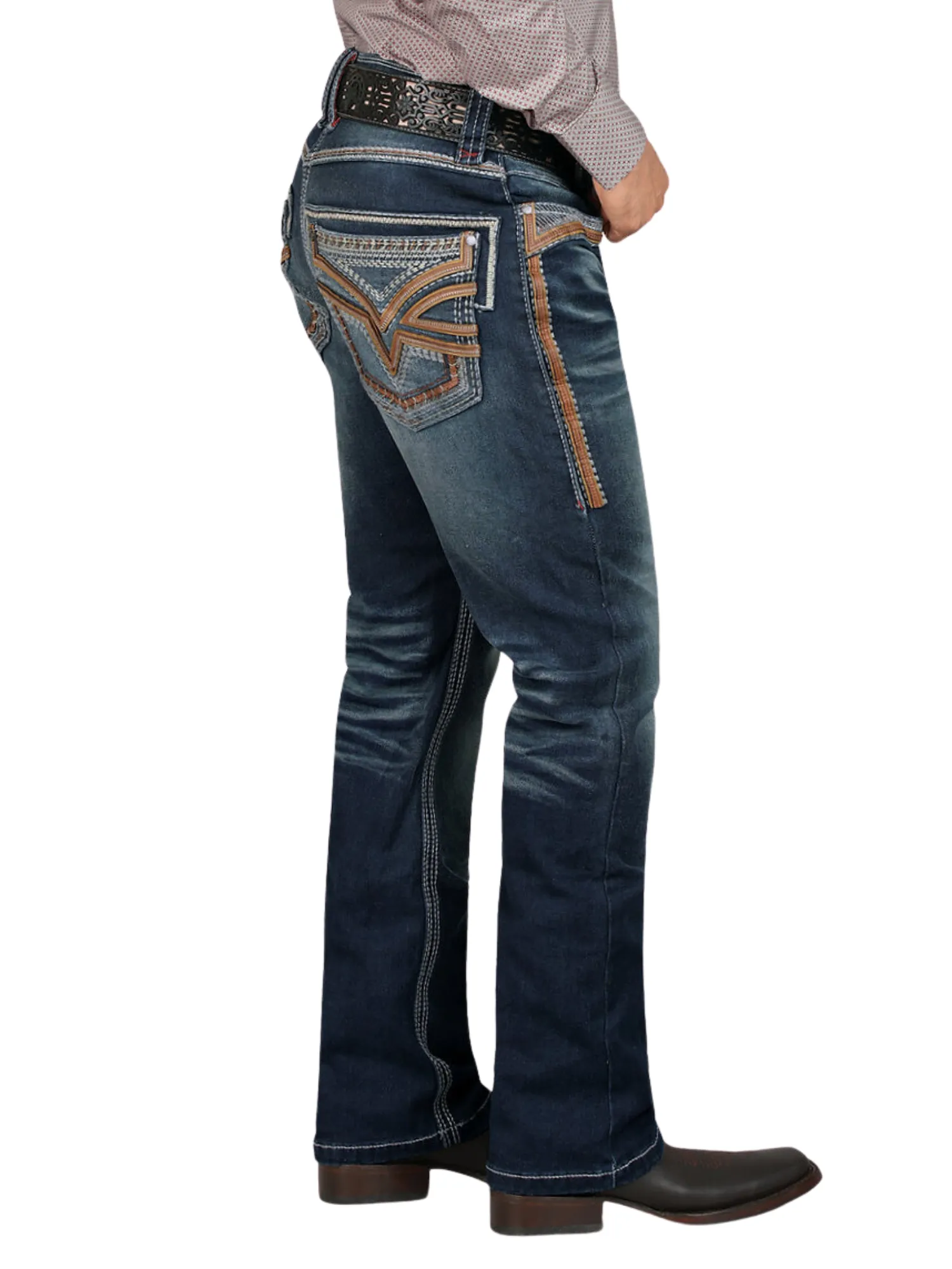 Pantalon Vaquero de Mezclilla Stretch Calidad Premium Boot Cut para Hombre 'Lamasini' - ID: 12101