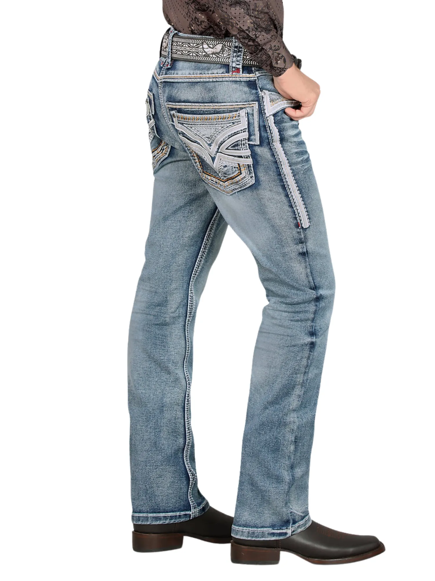 Pantalon Vaquero de Mezclilla Stretch Calidad Premium Boot Cut para Hombre 'Lamasini' - ID: 12101