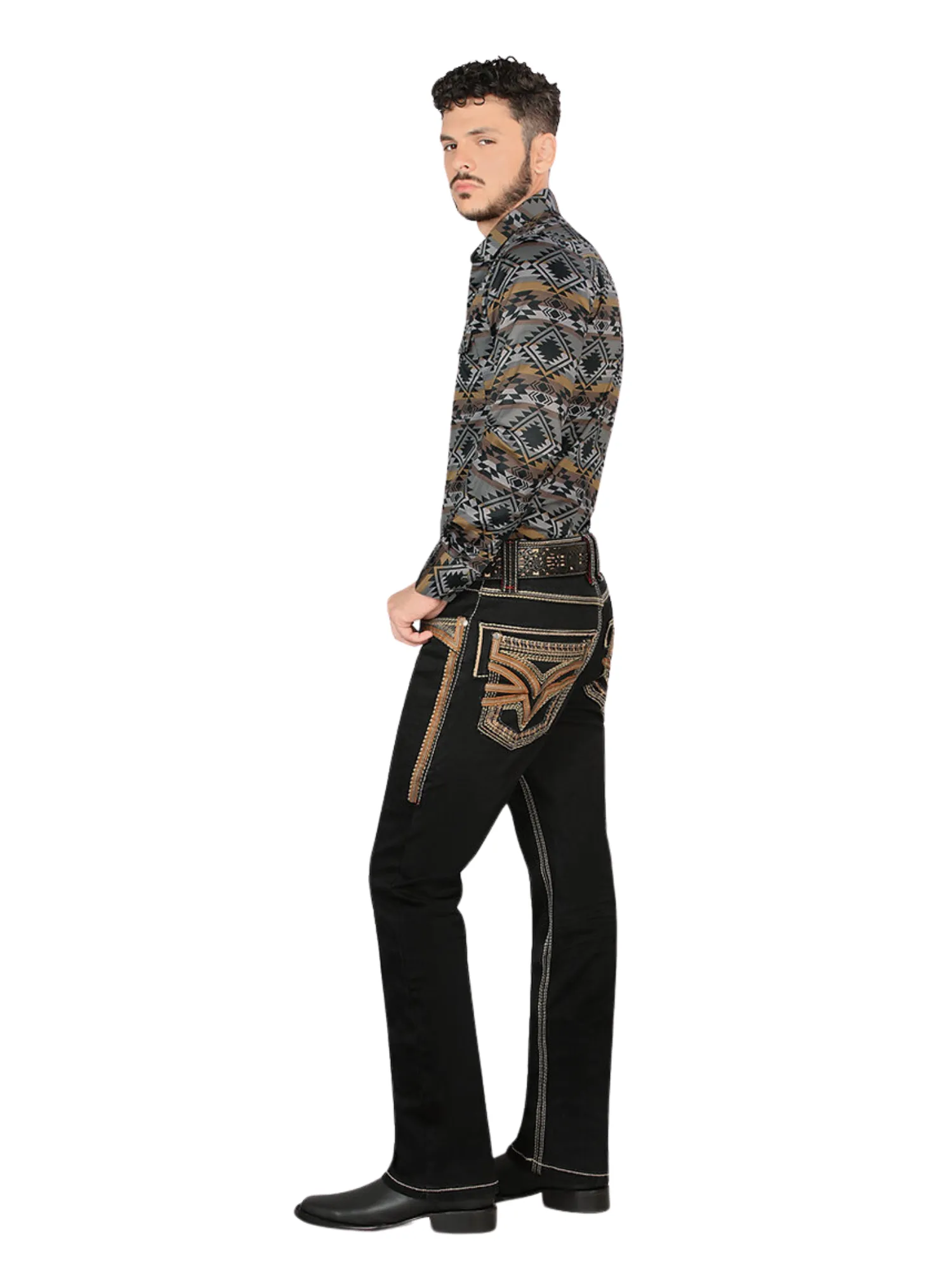 Pantalon Vaquero de Mezclilla Stretch Calidad Premium Boot Cut para Hombre 'Lamasini' - ID: 12101