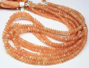 Peach Moonstone Natural Smooth Rondelle Gemstone Loose  4mm 5mm 14" Beads Strand