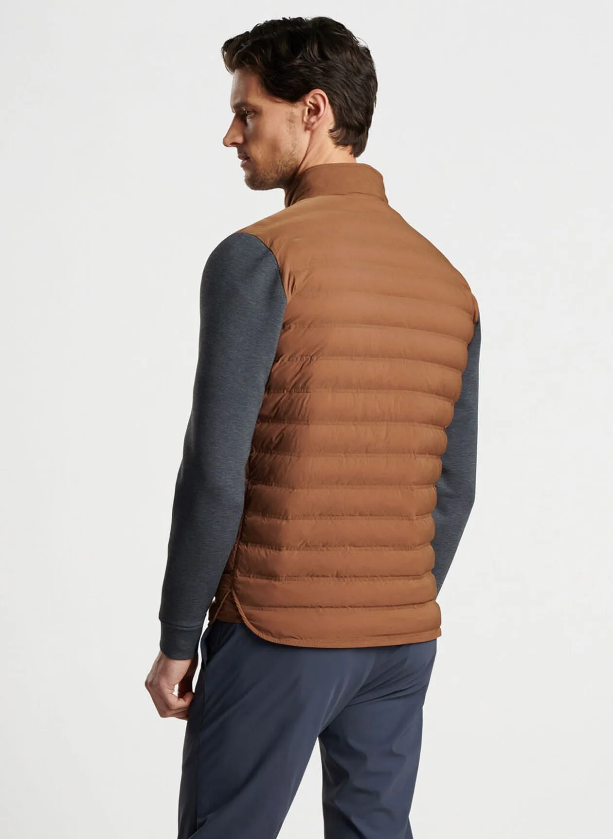 Peter Millar Mens Tailored Fit Winsome Hybrid Cardigan - WALNUT