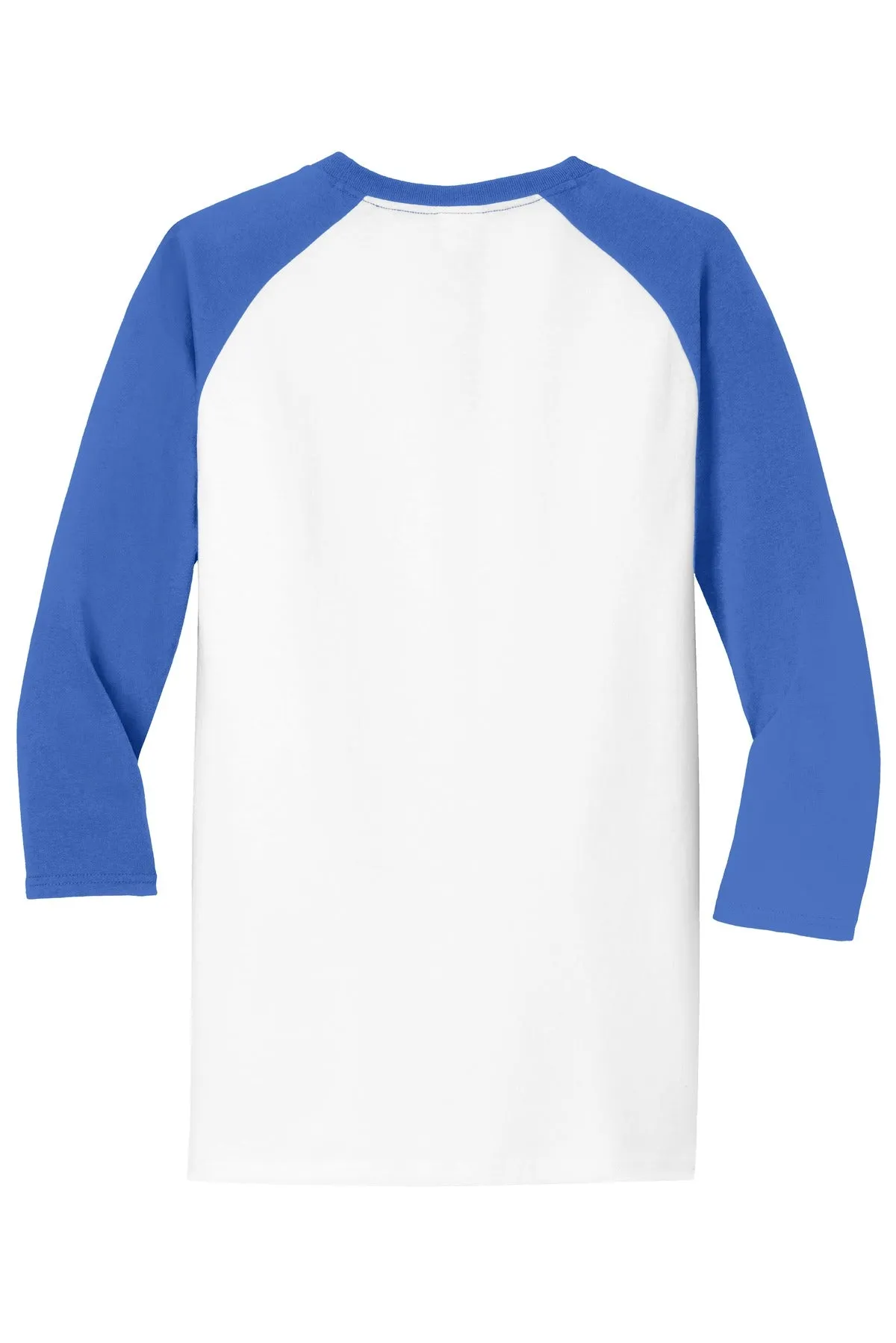 Port & Company Core Blend 3/4-Sleeve Raglan Tee. PC55RS White/ Royal