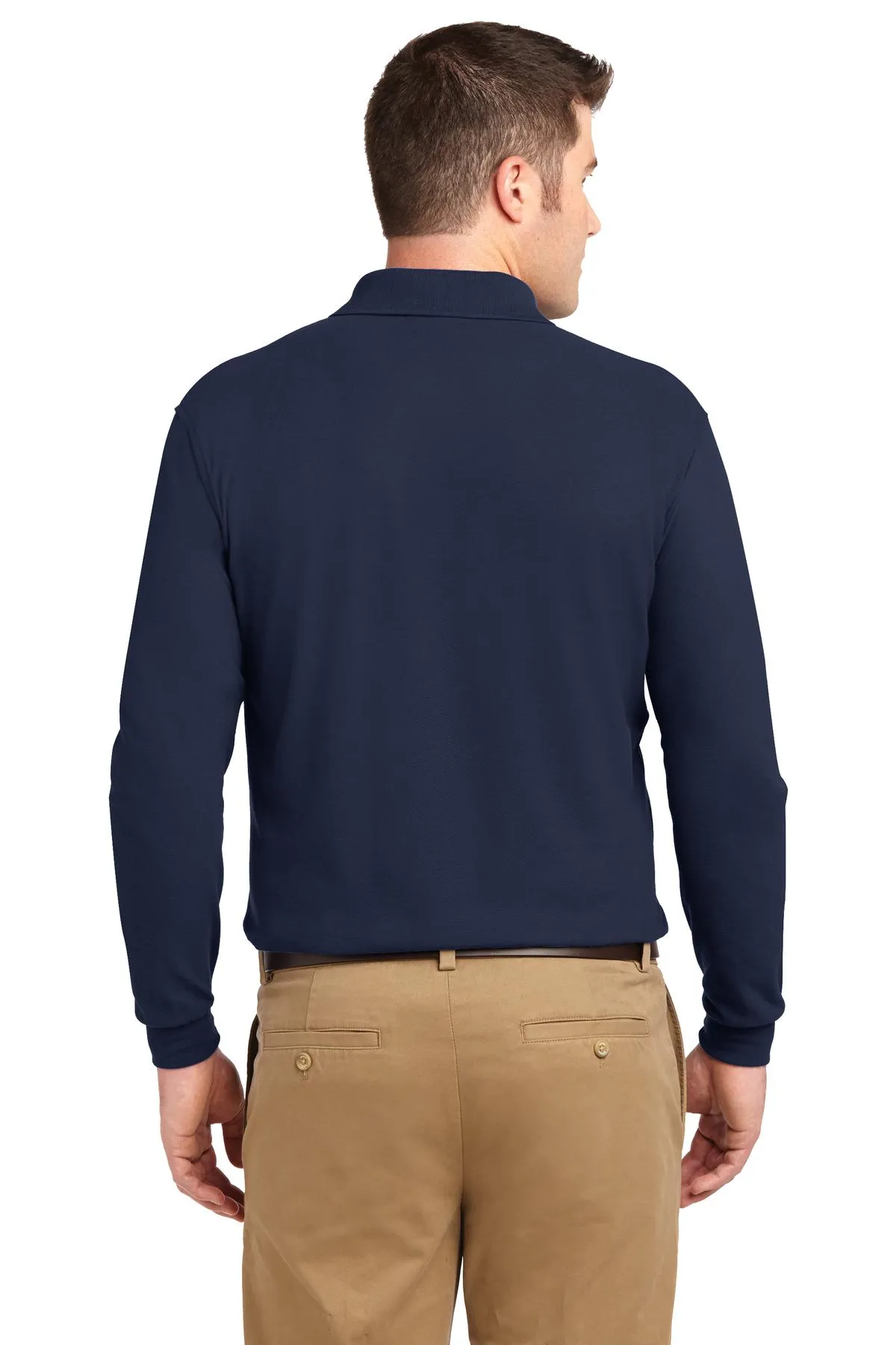 Port Authority Silk Touch Long Sleeve Polo.  K500LS Navy