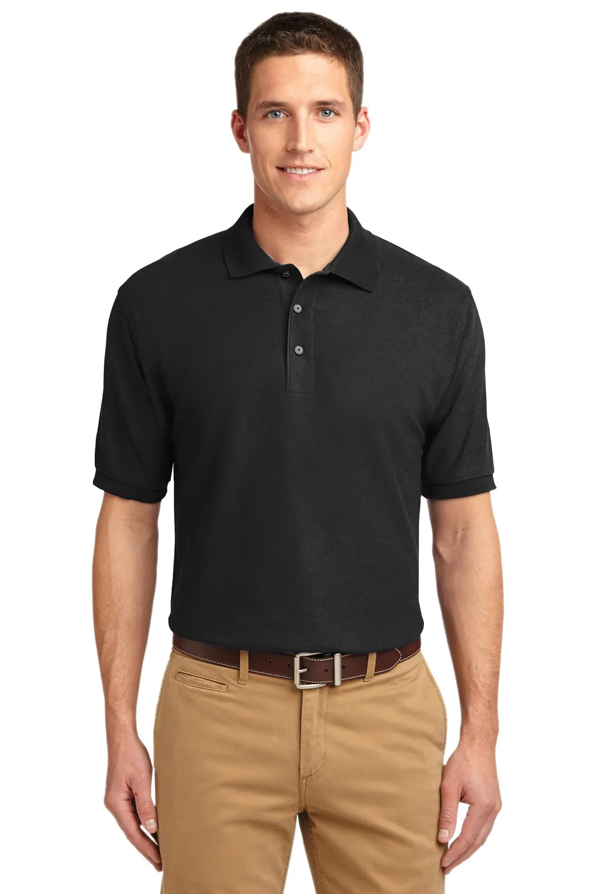 Port Authority Tall Silk Touch Polo.  TLK500 Black Tall