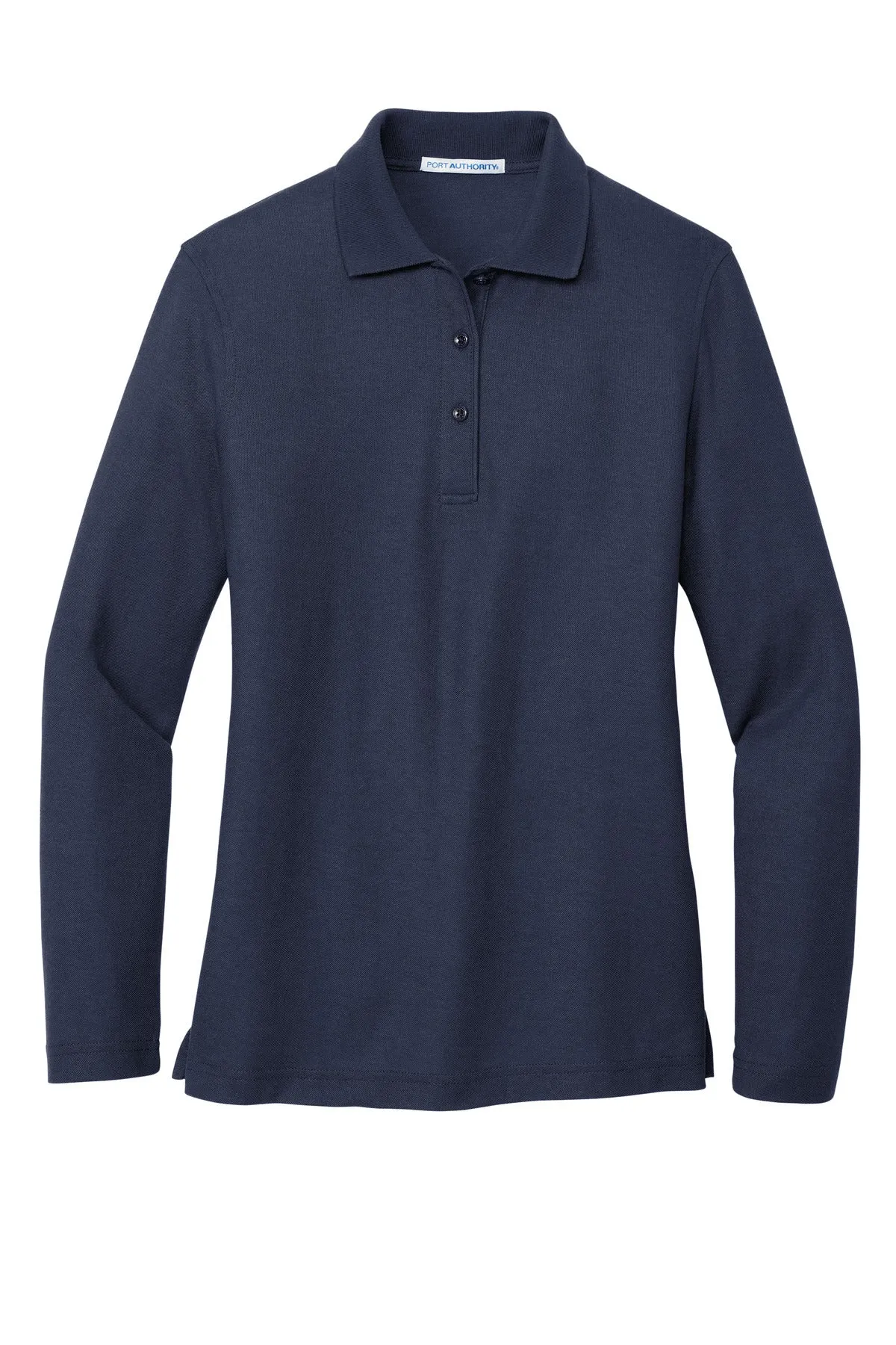 Port Authority Women's Silk Touch Long Sleeve Polo.  L500LS Navy