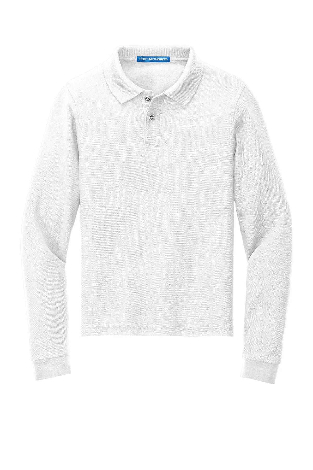 Port Authority Youth Long Sleeve Silk Touch Polo.  Y500LS White