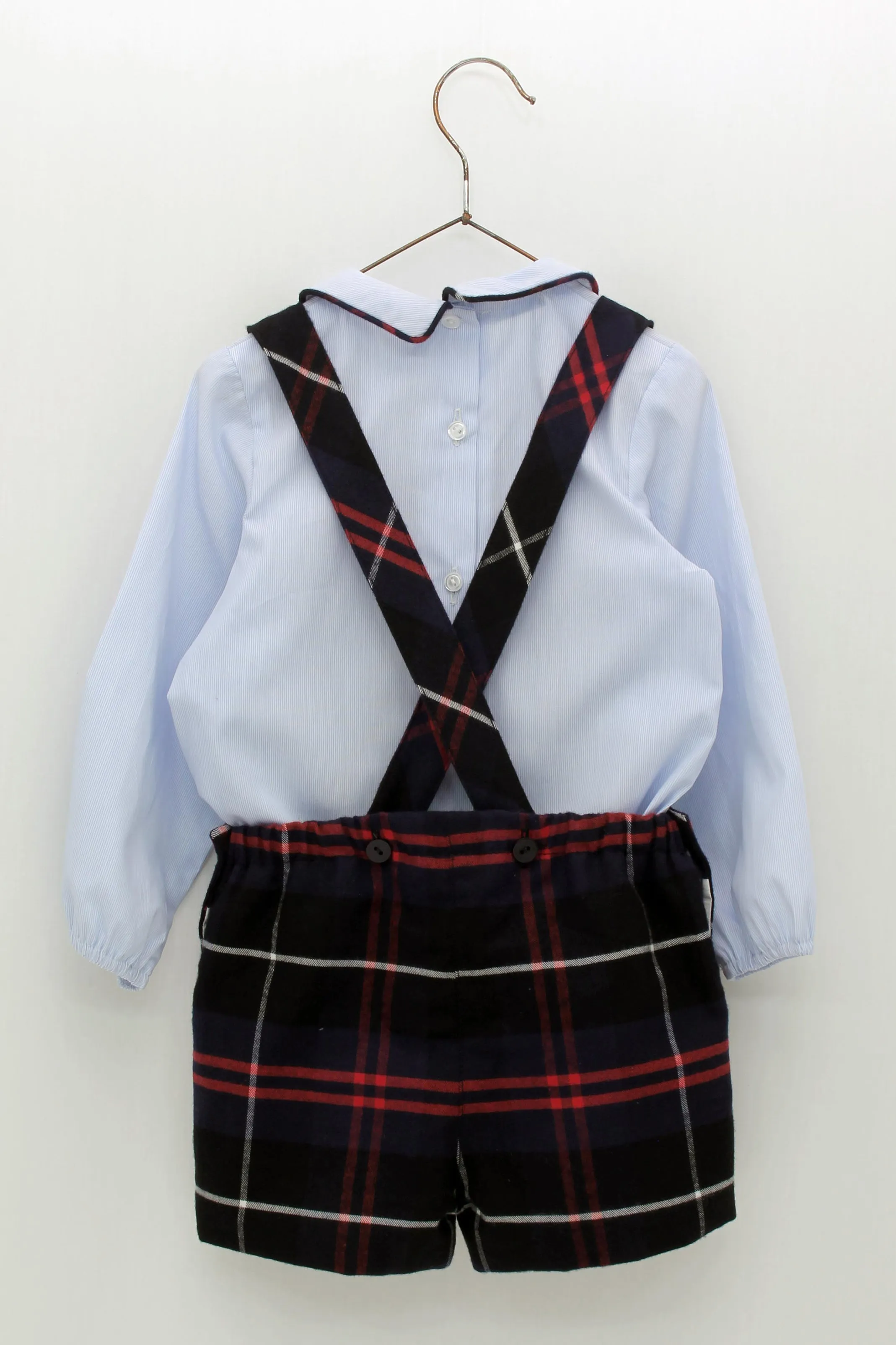 "Joshua" Navy Tartan Shorts & Shirt