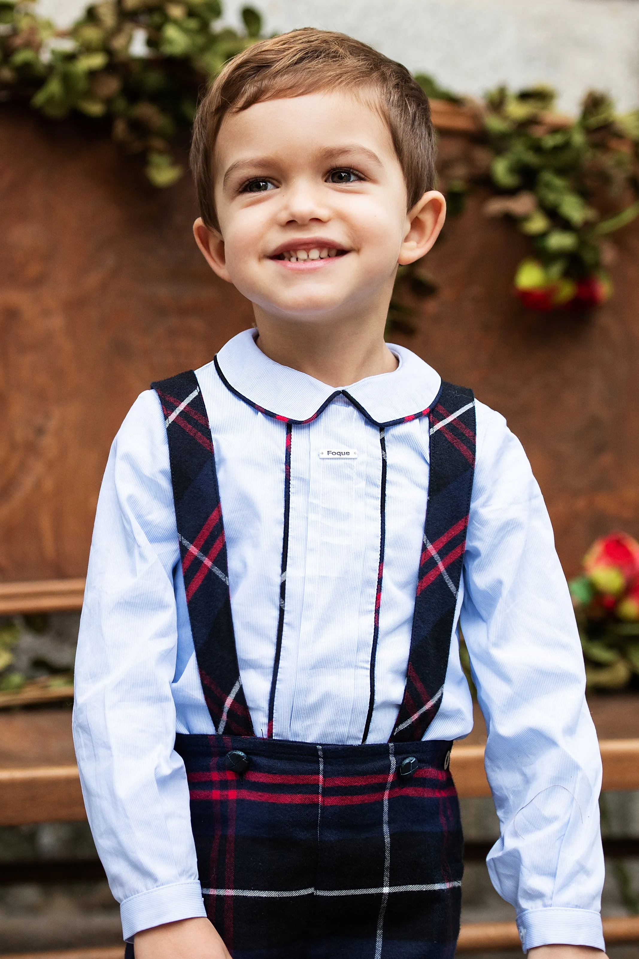 "Joshua" Navy Tartan Shorts & Shirt