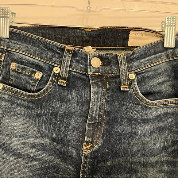 Rag &amp; Bone 10-inch boot cut cropped jeans, dark wash, size 26