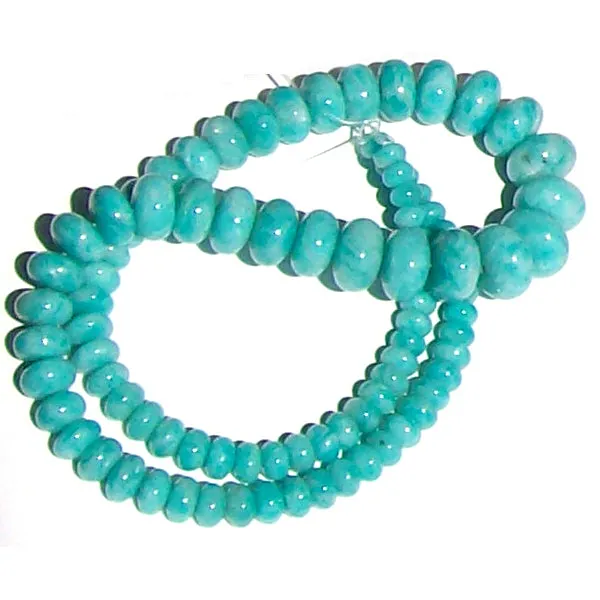 Rare Amazonite Peru rondelles ~9.5-10mm AAA Blue hand-cut stone set #9 - 5 beads
