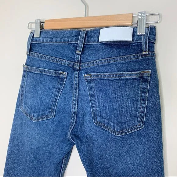 RE/DONE Mid-Rise Kick Flare Stretch Crop Jeans (Sz 23) Mid 70s Wash