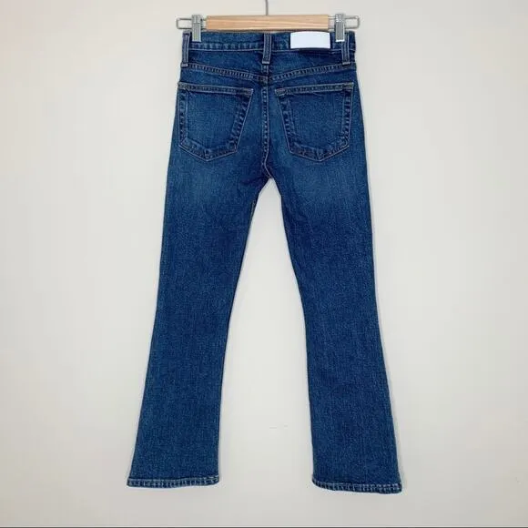 RE/DONE Mid-Rise Kick Flare Stretch Crop Jeans (Sz 23) Mid 70s Wash