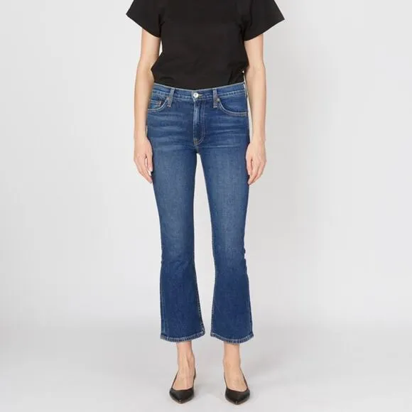 RE/DONE Mid-Rise Kick Flare Stretch Crop Jeans (Sz 23) Mid 70s Wash