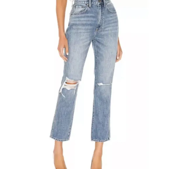 Reformation Jeans Womans High Rise Cropped In Shasta Destroyed Size 24