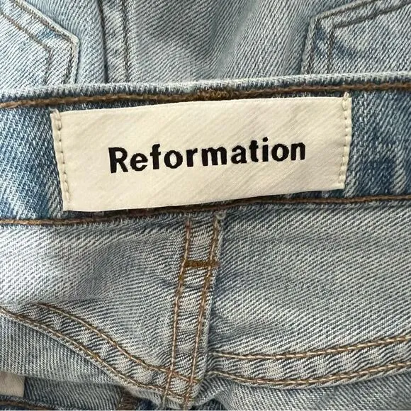 Reformation Julia High Cigarette Cropped Step Hem Jean Skye Wash