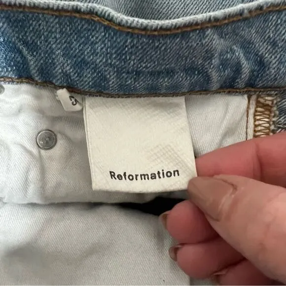 Reformation Julia High Cigarette Cropped Step Hem Jean Skye Wash