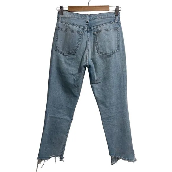 Reformation Julia High Cigarette Cropped Step Hem Jean Skye Wash