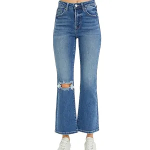 Risen High Rise Distressed Kick Flare Jeans
