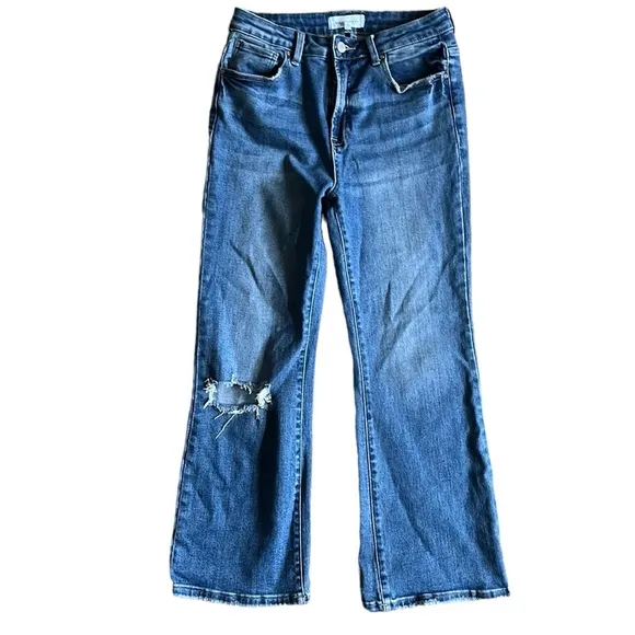 Risen High Rise Distressed Kick Flare Jeans