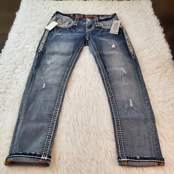 Rock Revival Crop Jeans Size 24 Betty Skinny Crop Jeans NWT $154