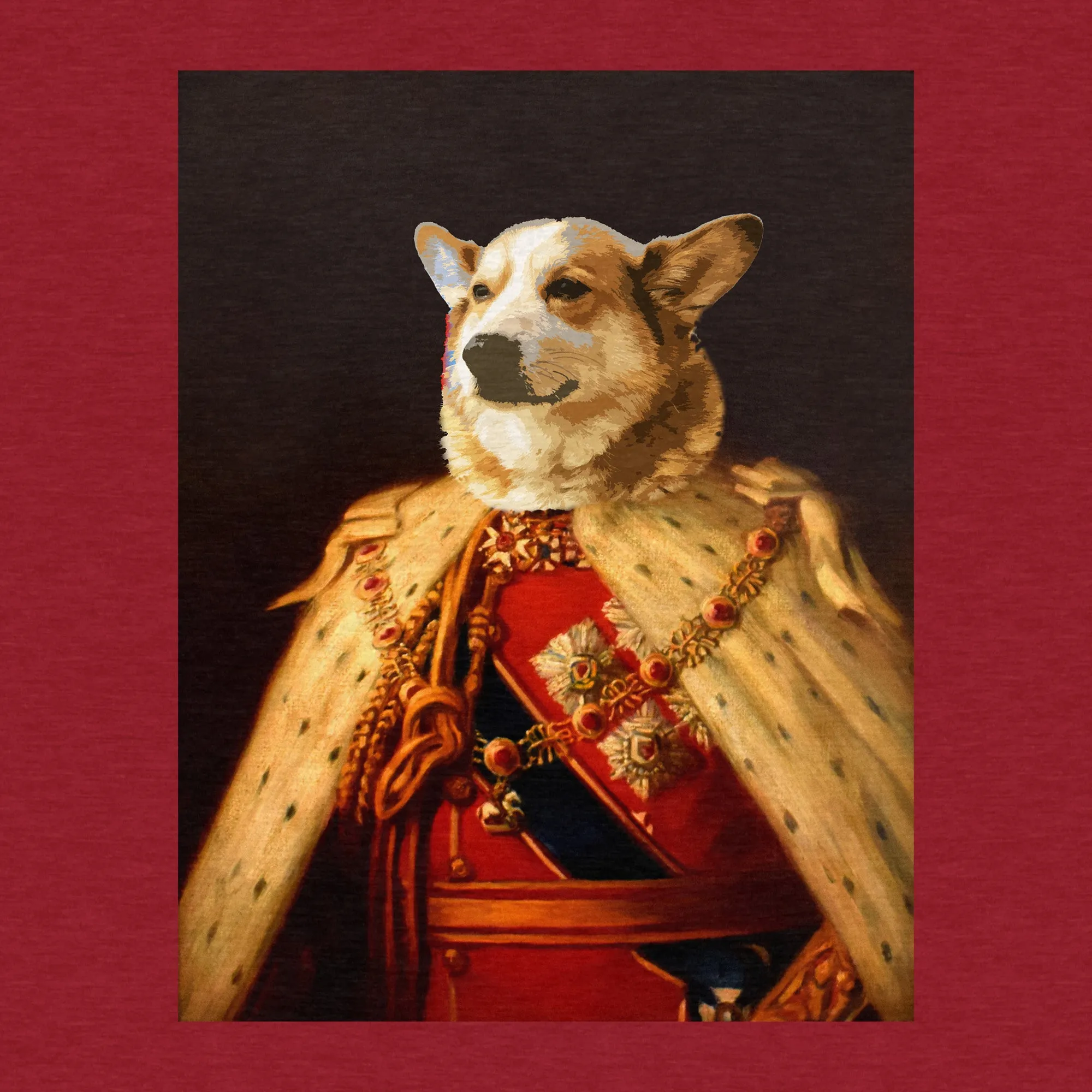 Royal Corgi, Portrait Mashup - Adult Unisex Jersey Crew Tee