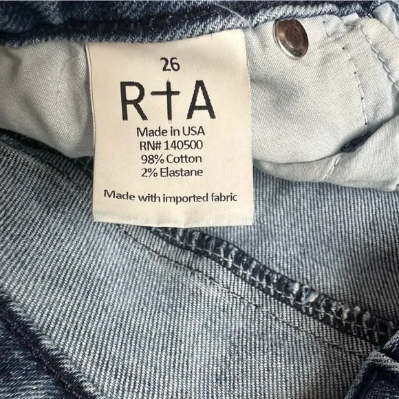 RtA Madrid Skinny High Rise Jeans in Midtown Blue Size 26