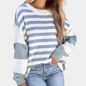 Saffron - striped jumper with lowered shoulders for women