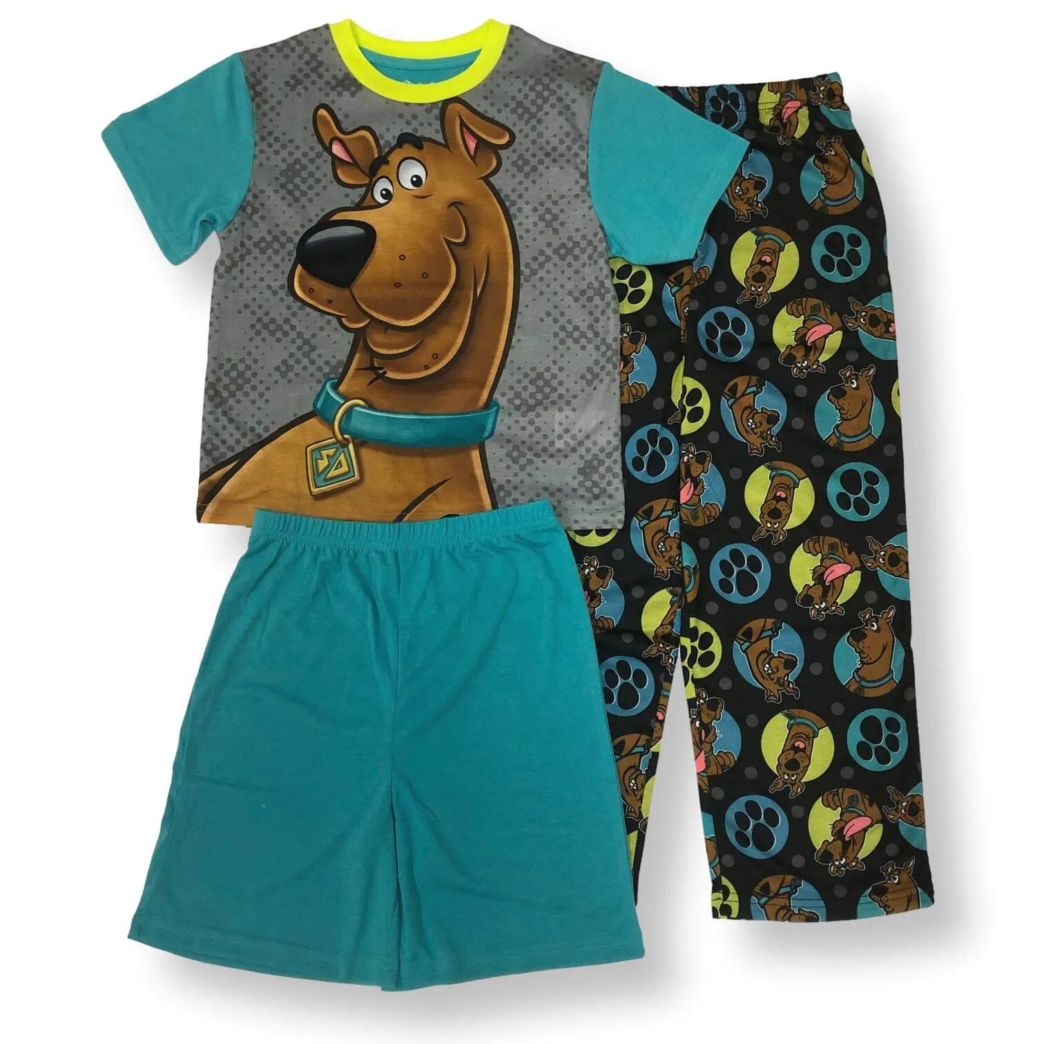 Scooby Pajamas for Boys Short Sleeve Scooby Doo Kids PJs 3 Piece Set