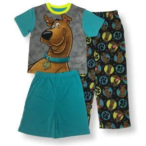 Scooby Pajamas for Boys Short Sleeve Scooby Doo Kids PJs 3 Piece Set