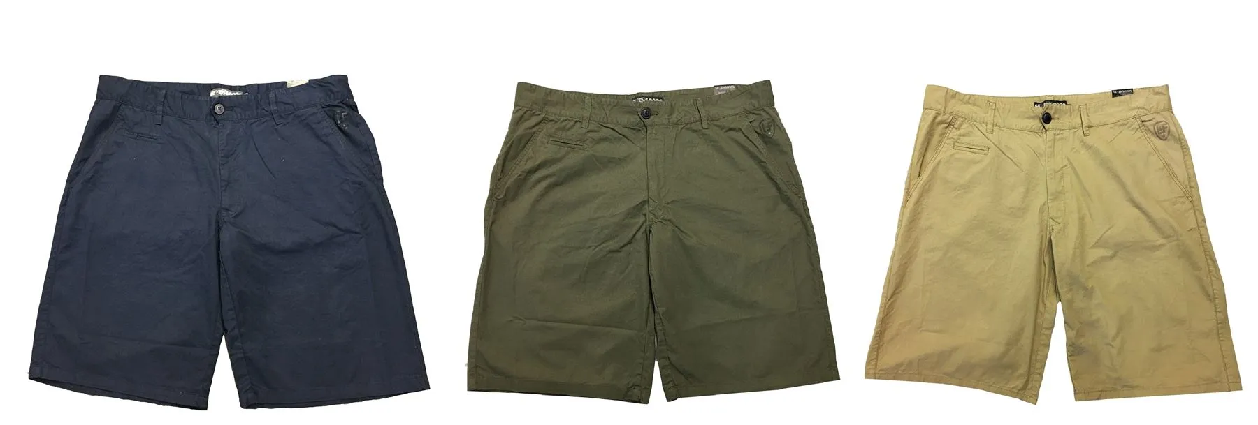 Seven Series Pure Cotton Twill Smart Casual Shorts in Khaki, Dark Navy,